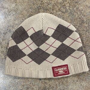 Guinness Beige and Brown Argyle Beanie